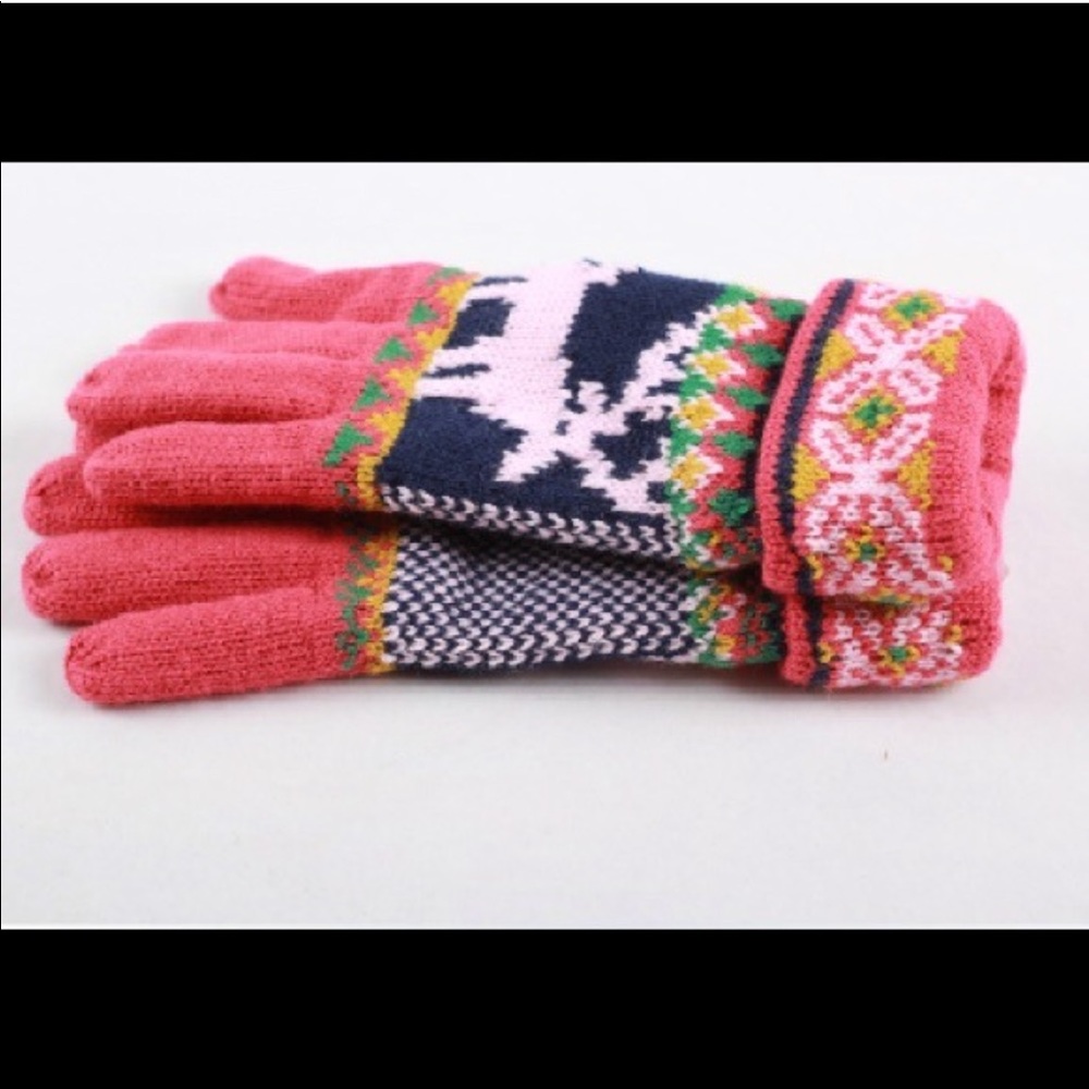Winter Knit Gloves - Pink Reindeer